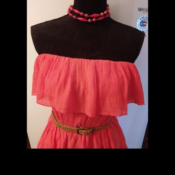 BY AND BY LADIES ORANGE OFF THE SHOULDER DRESS - Picture 2 of 8